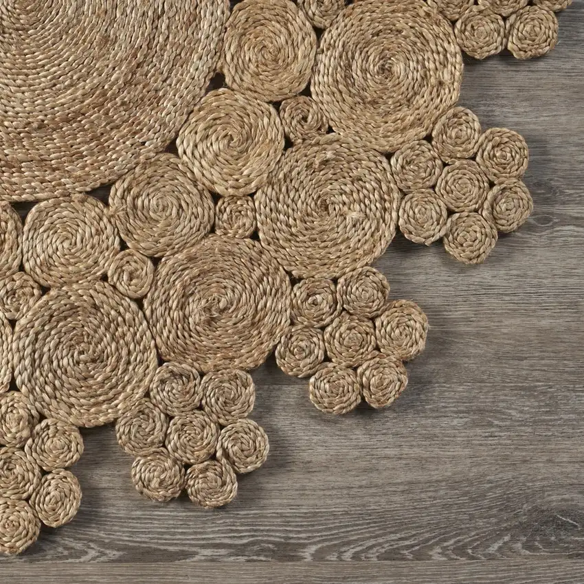 8' Natural Jute Hand Braided Round Rug Photo 5