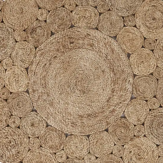 8' Natural Jute Hand Braided Round Rug Photo 3