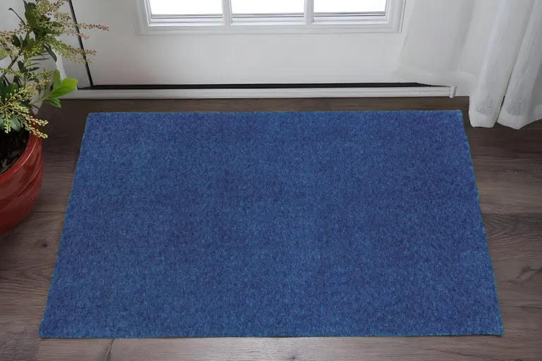 Deep Blue Shag Tufted Handmade Stain Resistant Area Rug Photo 4