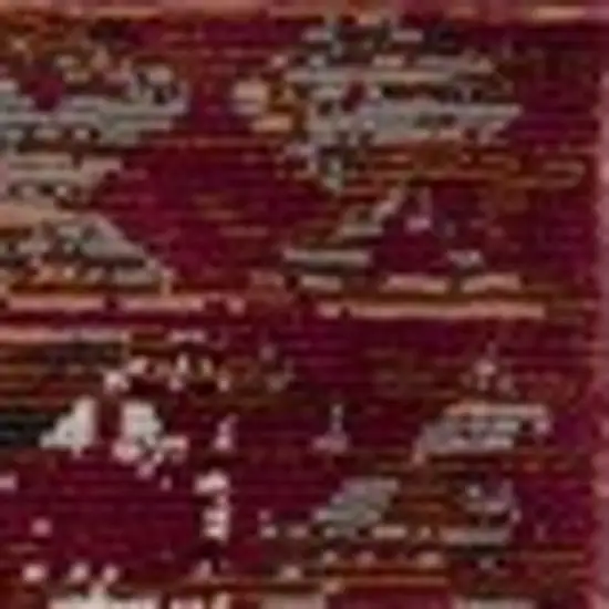 Brown Dark Red And Ivory Geometric Distressed Area Rug Photo 8