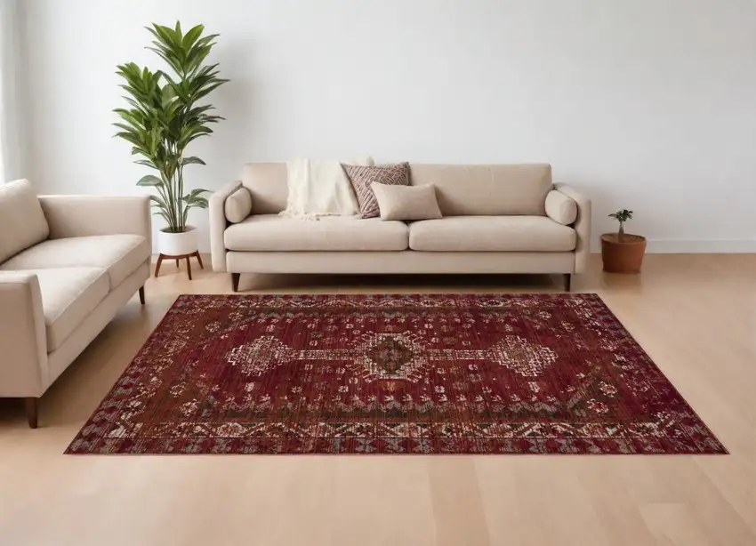 Deep Red Traditional Area Rug Photo 1
