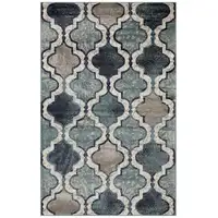 Photo of Deep Royal Quatrefoil Power Loom Distressed Stain Resistant Area Rug