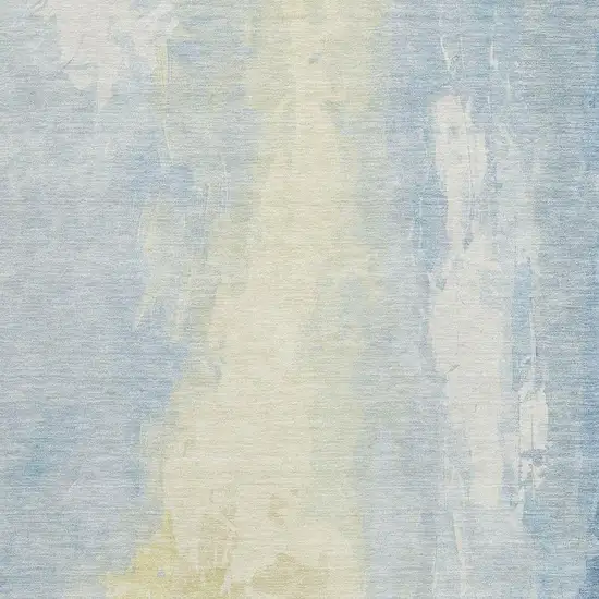 Denim Blue And Beige Abstract Washable Indoor Outdoor Area Rug Photo 3