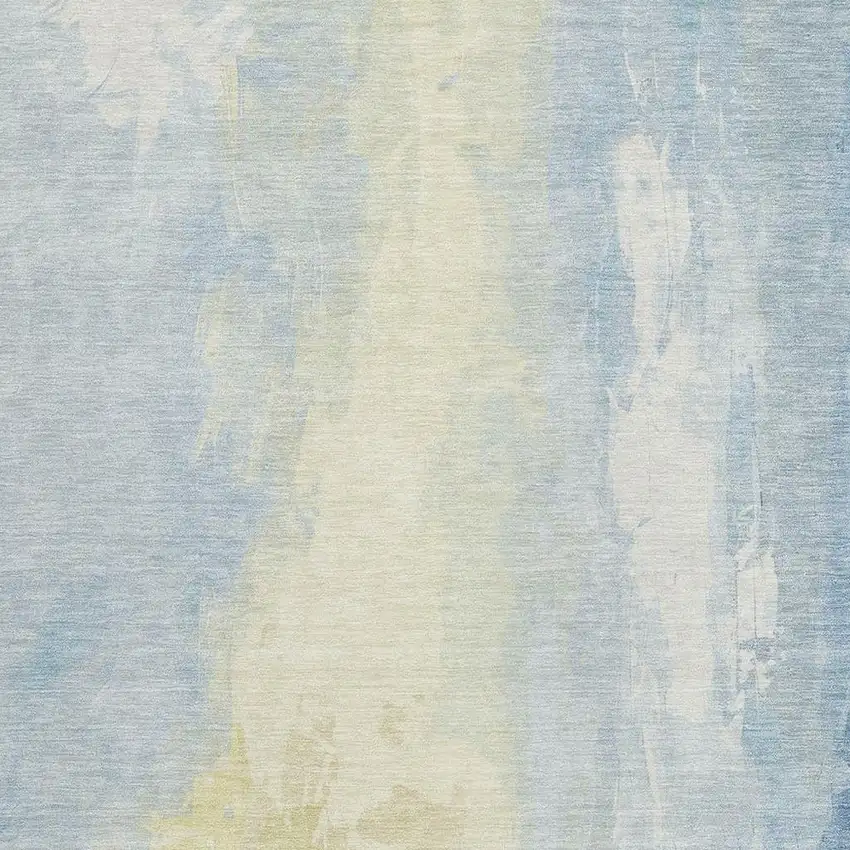 Denim Blue And Beige Abstract Washable Indoor Outdoor Area Rug Photo 3