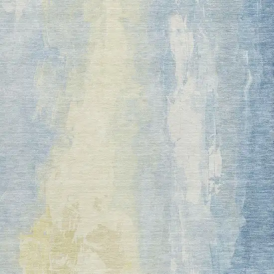 Denim Blue And Beige Abstract Washable Indoor Outdoor Area Rug Photo 3