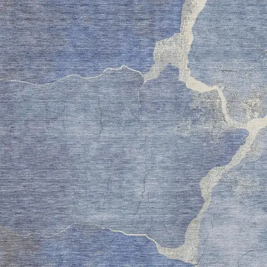 Denim Blue And Beige Abstract Washable Indoor Outdoor Area Rug Photo 3