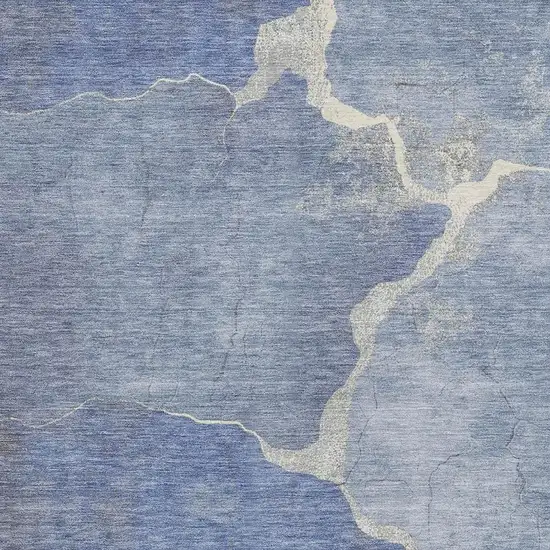 Denim Blue And Beige Abstract Washable Indoor Outdoor Area Rug Photo 3
