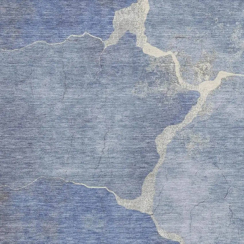 Denim Blue And Beige Abstract Washable Indoor Outdoor Area Rug Photo 3