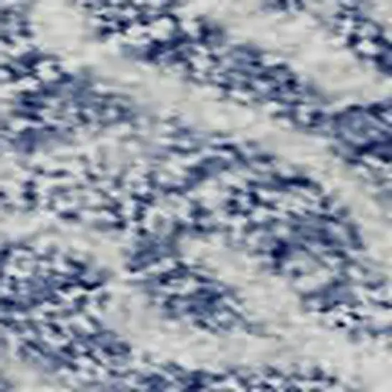 Denim Blue And Beige Floral Washable Area Rug With UV Protection Photo 2