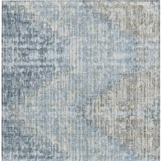 Denim Blue And Beige Geometric Washable Indoor Outdoor Area Rug Photo 3