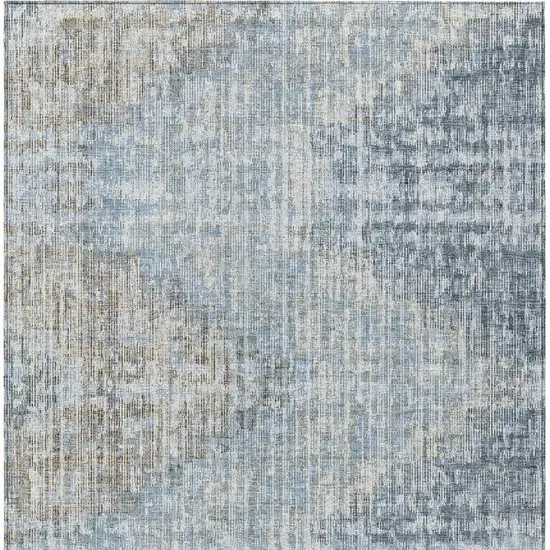 Denim Blue And Beige Geometric Washable Indoor Outdoor Area Rug Photo 9