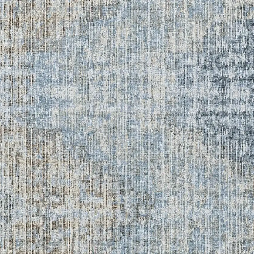 Denim Blue And Beige Geometric Washable Indoor Outdoor Area Rug Photo 7