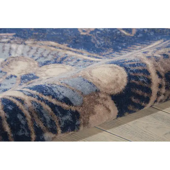 Denim Blue And Beige Medallion Non Skid Area Rug Photo 9