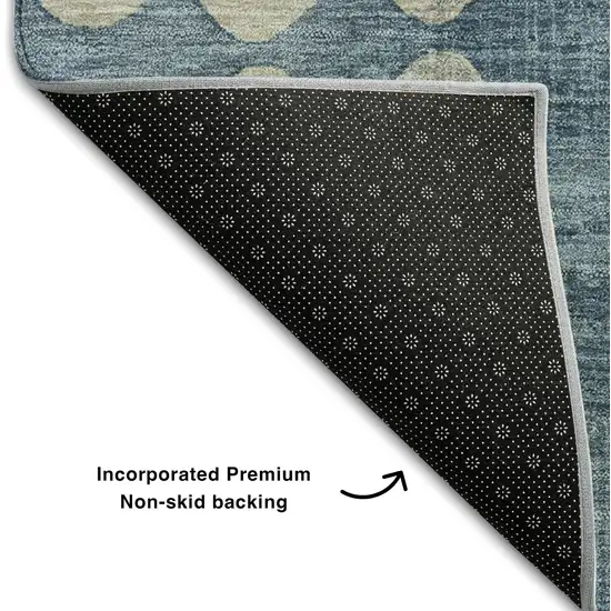 Denim Blue And Beige Polka Dot Washable Area Rug With UV Protection Photo 6