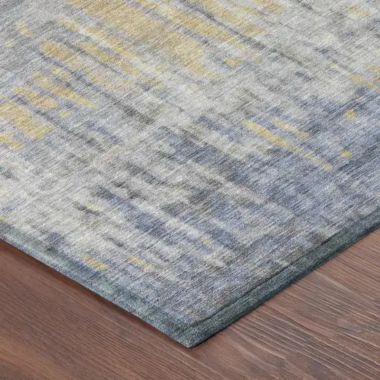 Denim Blue And Blue Abstract Washable Indoor Outdoor Area Rug Photo 8