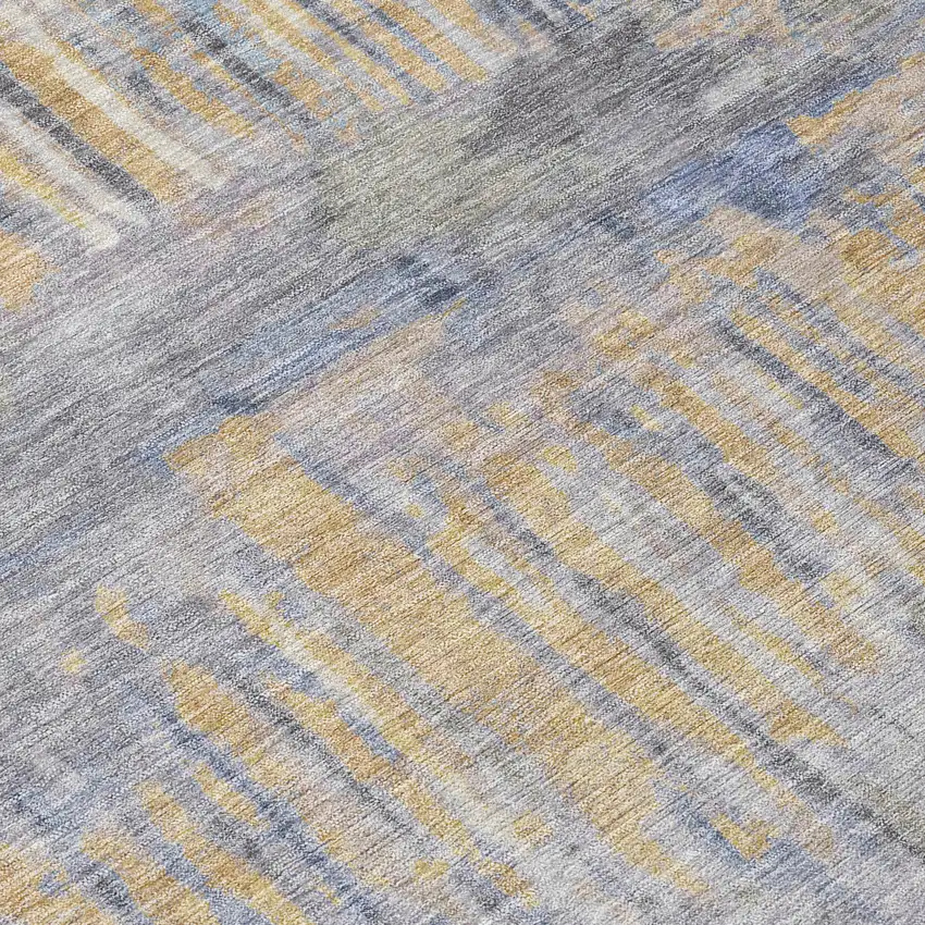 Denim Blue And Blue Abstract Washable Indoor Outdoor Area Rug Photo 9