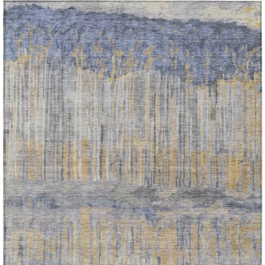 Denim Blue And Blue Abstract Washable Indoor Outdoor Area Rug Photo 3