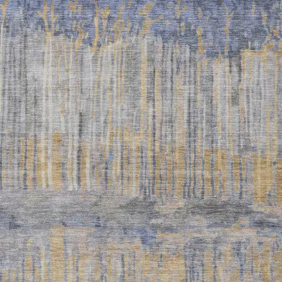 Denim Blue And Blue Abstract Washable Indoor Outdoor Area Rug Photo 2