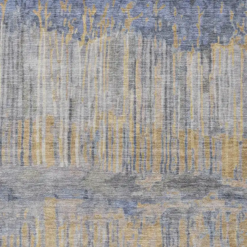 Denim Blue And Blue Abstract Washable Indoor Outdoor Area Rug Photo 2