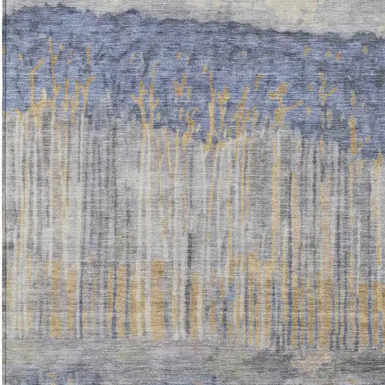 Denim Blue And Blue Abstract Washable Indoor Outdoor Area Rug Photo 2