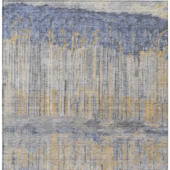 Denim Blue And Blue Abstract Washable Indoor Outdoor Area Rug Photo 3