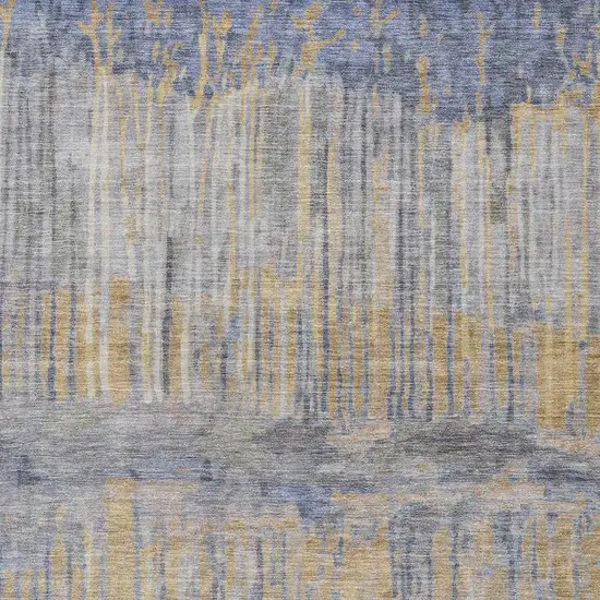 Denim Blue And Blue Abstract Washable Indoor Outdoor Area Rug Photo 2
