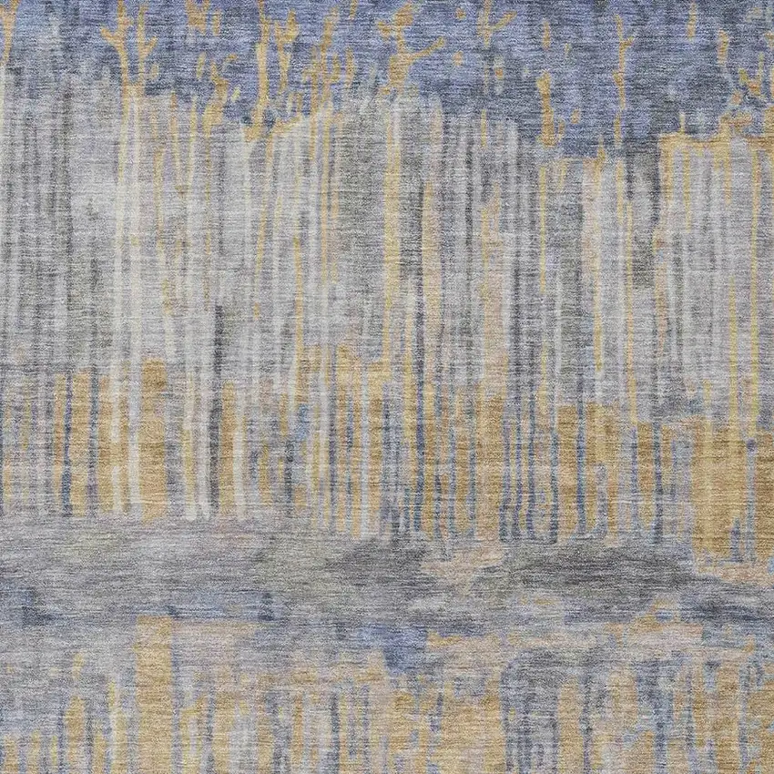 Denim Blue And Blue Abstract Washable Indoor Outdoor Area Rug Photo 2