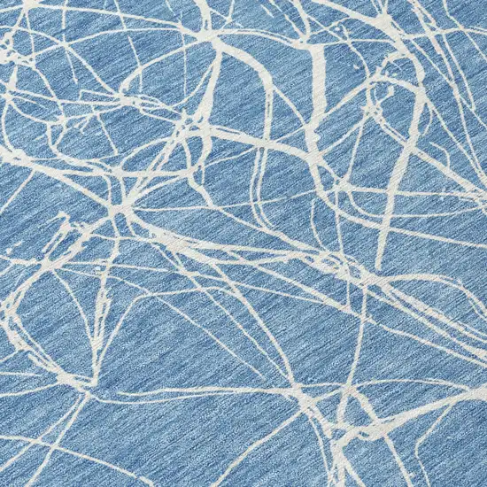 Denim Blue And Blue Abstract Washable Indoor Outdoor Area Rug Photo 4