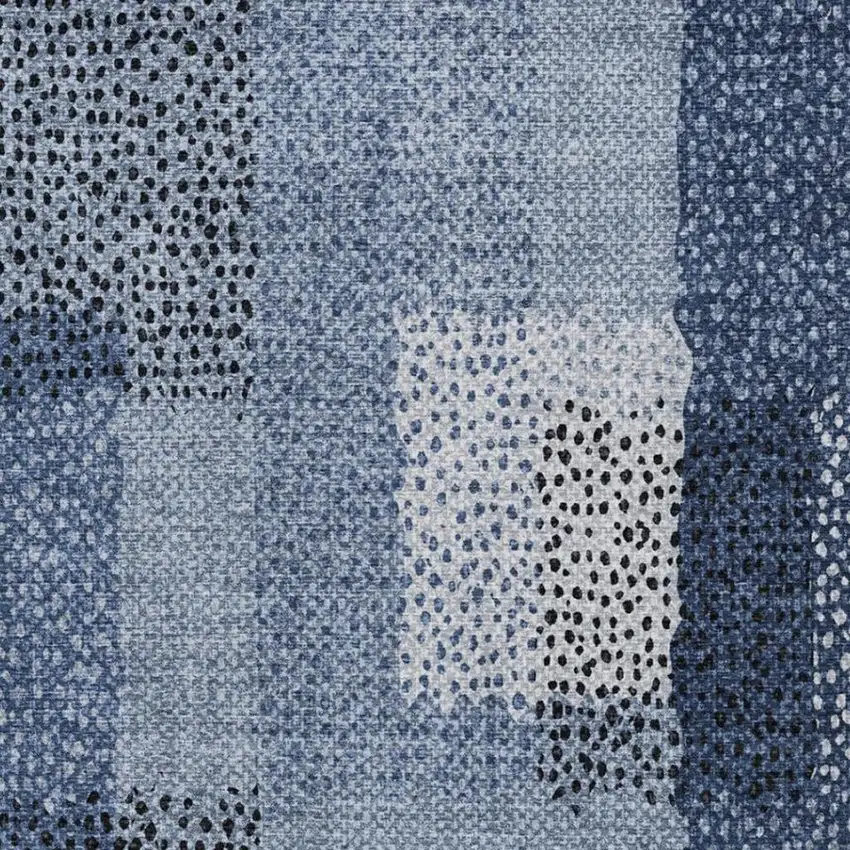 Denim Blue And Blue Abstract Washable Indoor Outdoor Area Rug Photo 1
