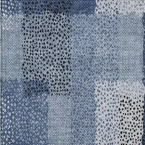 Denim Blue And Blue Abstract Washable Indoor Outdoor Area Rug Photo 6
