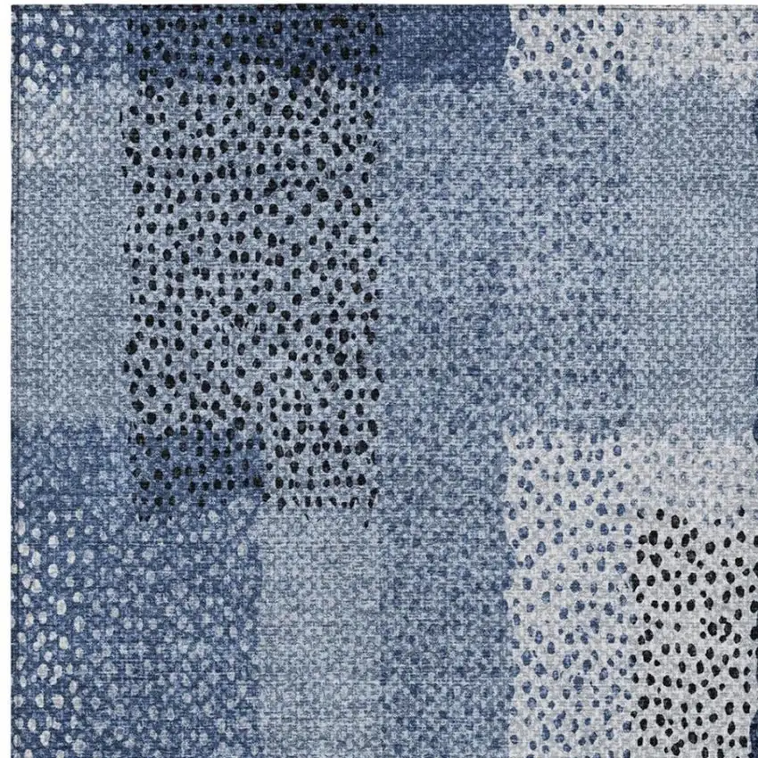 Denim Blue And Blue Abstract Washable Indoor Outdoor Area Rug Photo 9