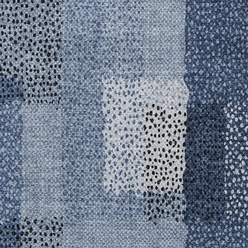 Denim Blue And Blue Abstract Washable Indoor Outdoor Area Rug Photo 4