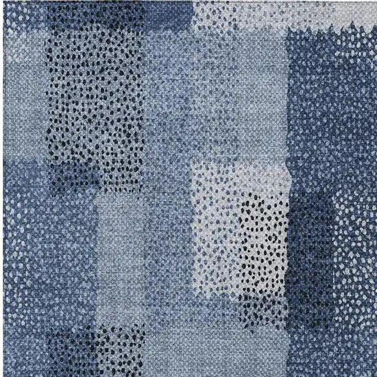 Denim Blue And Blue Abstract Washable Indoor Outdoor Area Rug Photo 5