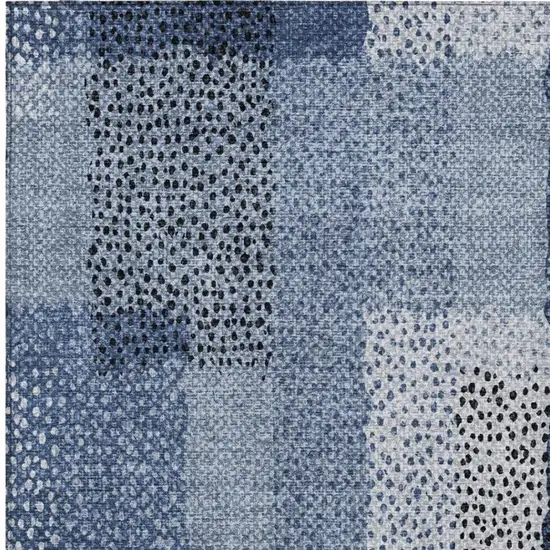 Denim Blue And Blue Abstract Washable Indoor Outdoor Area Rug Photo 3
