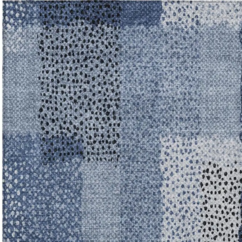 Denim Blue And Blue Abstract Washable Indoor Outdoor Area Rug Photo 3