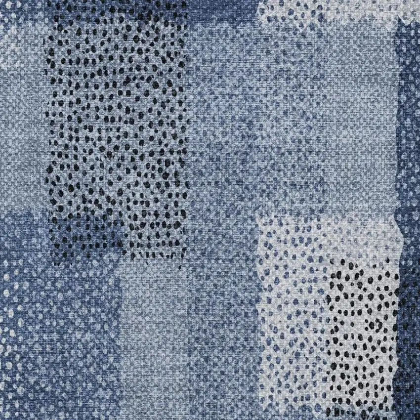 Denim Blue And Blue Abstract Washable Indoor Outdoor Area Rug Photo 4
