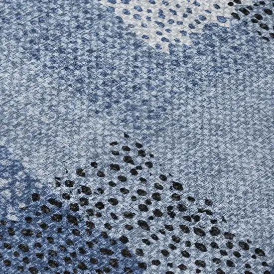 Denim Blue And Blue Abstract Washable Indoor Outdoor Area Rug Photo 9