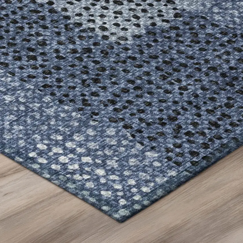 Denim Blue And Blue Abstract Washable Indoor Outdoor Area Rug Photo 8