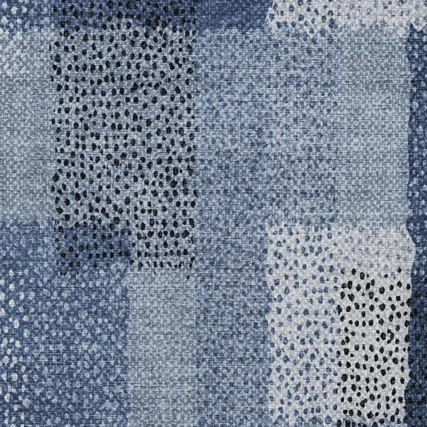 Denim Blue And Blue Abstract Washable Indoor Outdoor Area Rug Photo 6