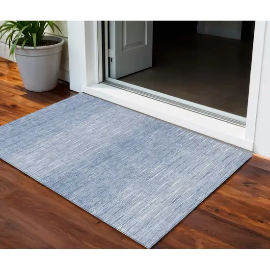 Denim Blue And Blue Abstract Washable Indoor Outdoor Area Rug Photo 1