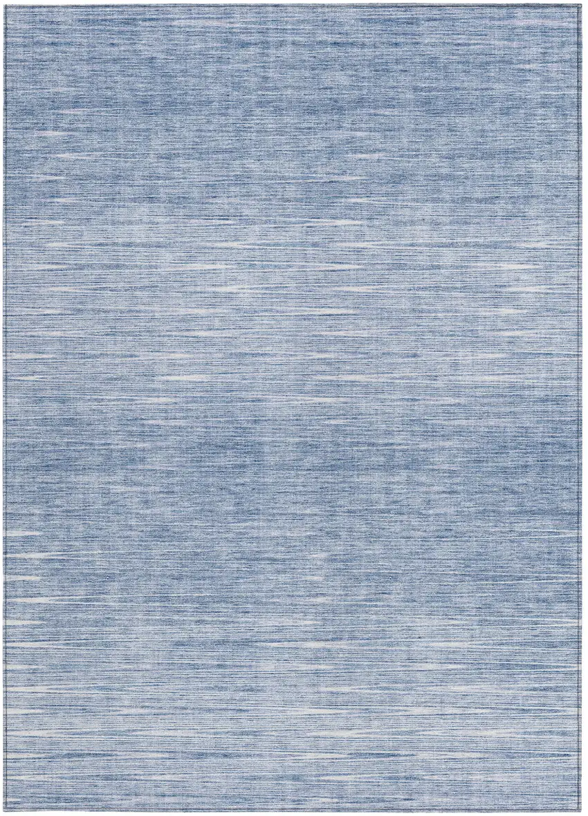 Denim Blue And Blue Abstract Washable Indoor Outdoor Area Rug Photo 6