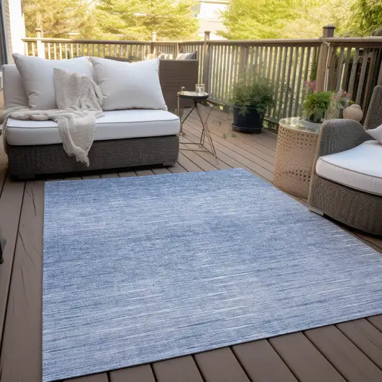 Denim Blue And Blue Abstract Washable Indoor Outdoor Area Rug Photo 7