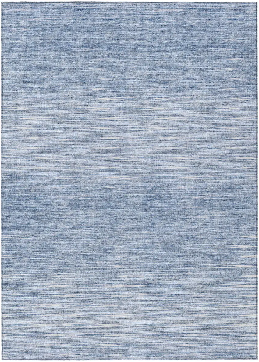 Denim Blue And Blue Abstract Washable Indoor Outdoor Area Rug Photo 2