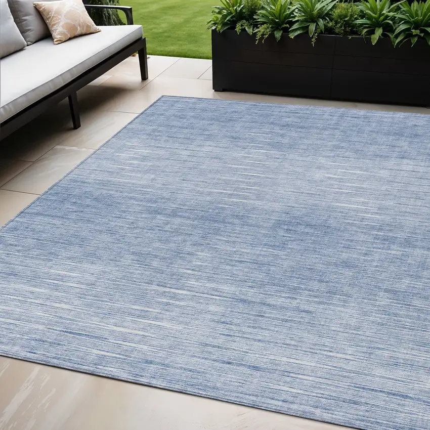 Denim Blue And Blue Abstract Washable Indoor Outdoor Area Rug Photo 1