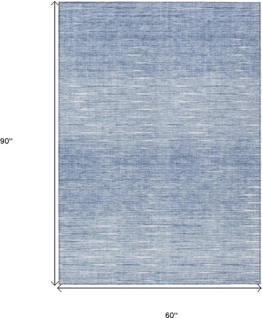 Denim Blue And Blue Abstract Washable Indoor Outdoor Area Rug Photo 3