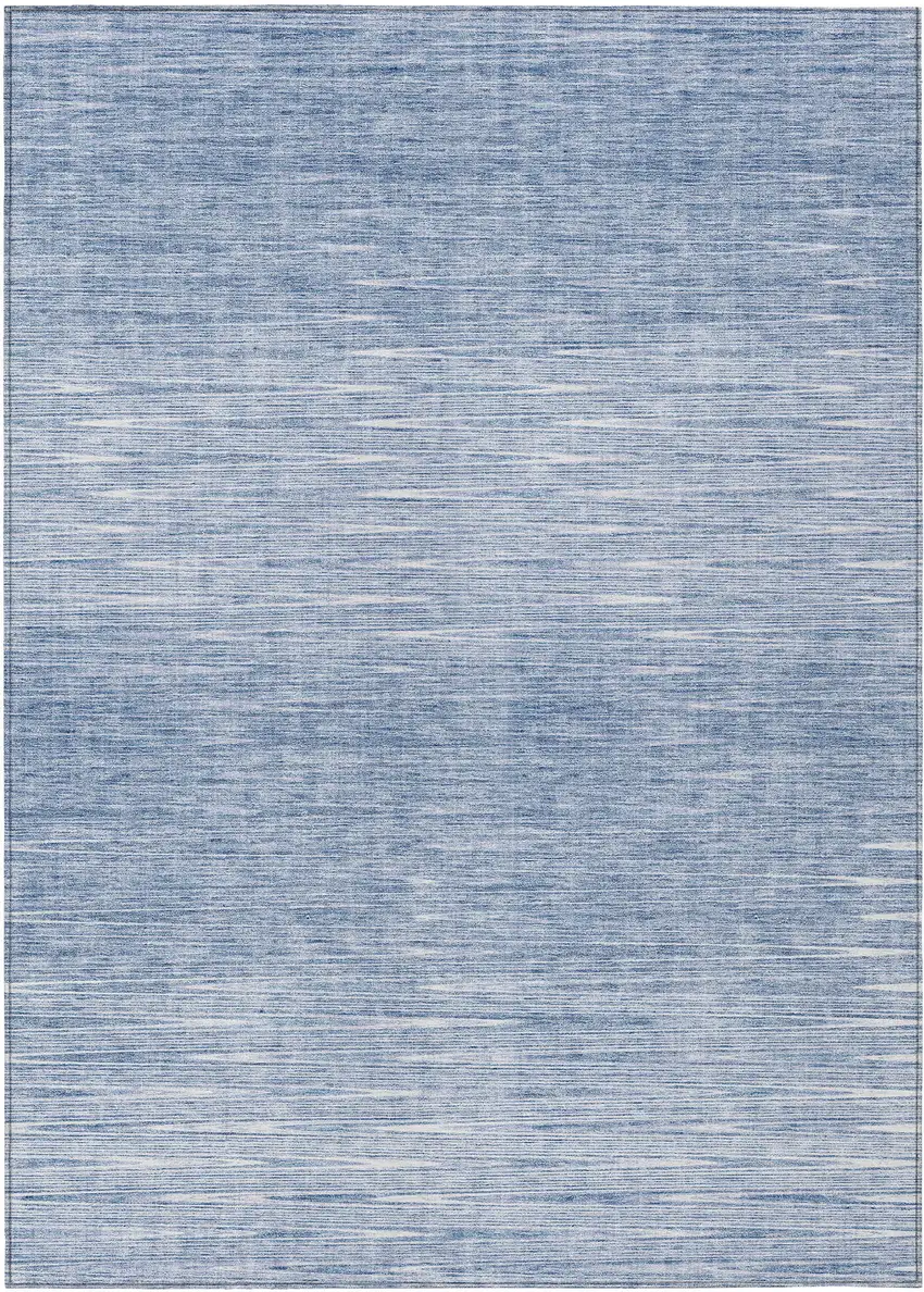 Denim Blue And Blue Abstract Washable Indoor Outdoor Area Rug Photo 2