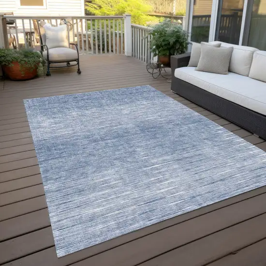 Denim Blue And Blue Abstract Washable Indoor Outdoor Area Rug Photo 9
