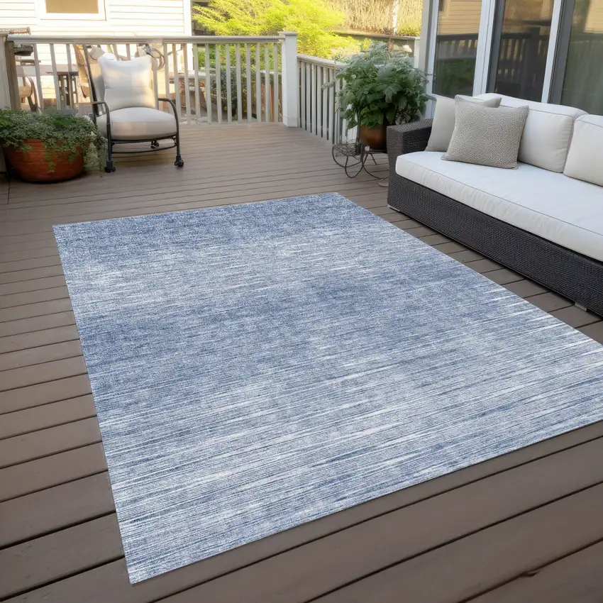 Denim Blue And Blue Abstract Washable Indoor Outdoor Area Rug Photo 9