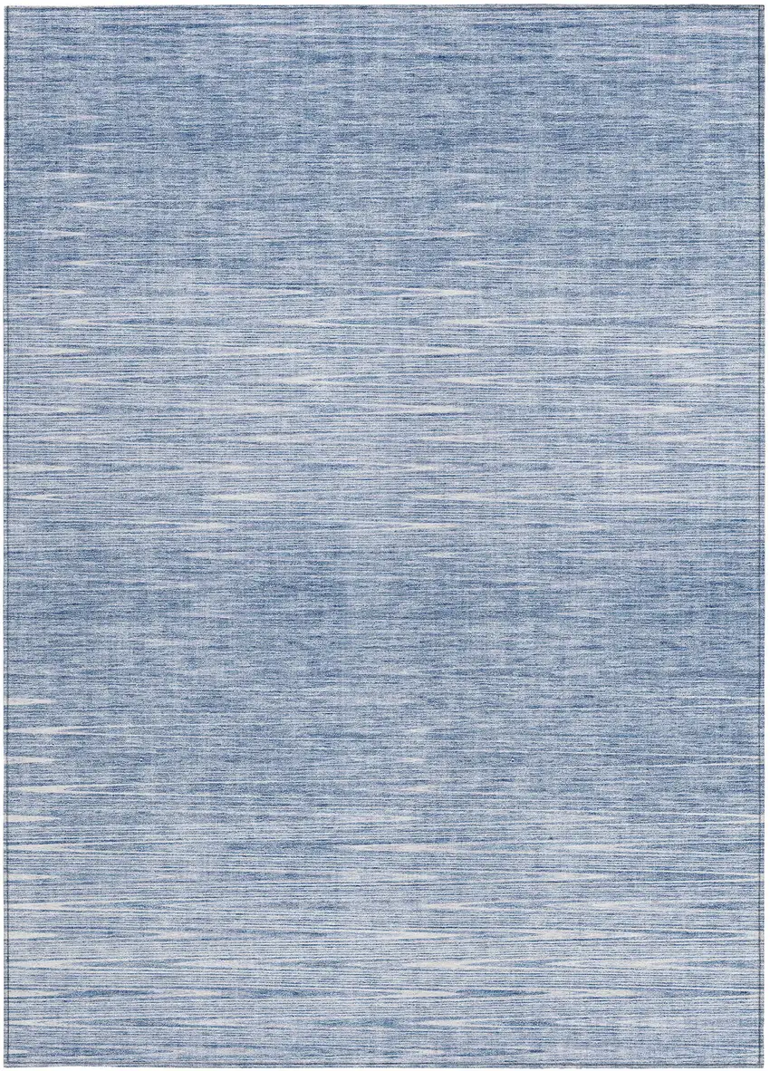 Denim Blue And Blue Abstract Washable Indoor Outdoor Area Rug Photo 6