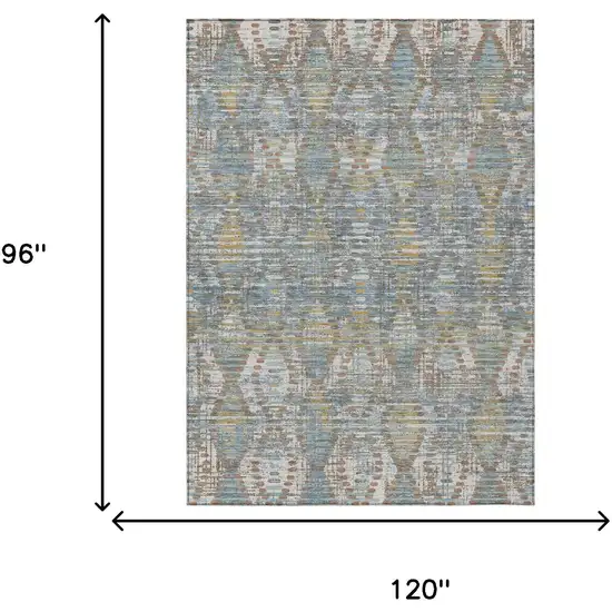 Denim Blue And Blue Floral Medallion Washable Indoor Outdoor Area Rug Photo 6